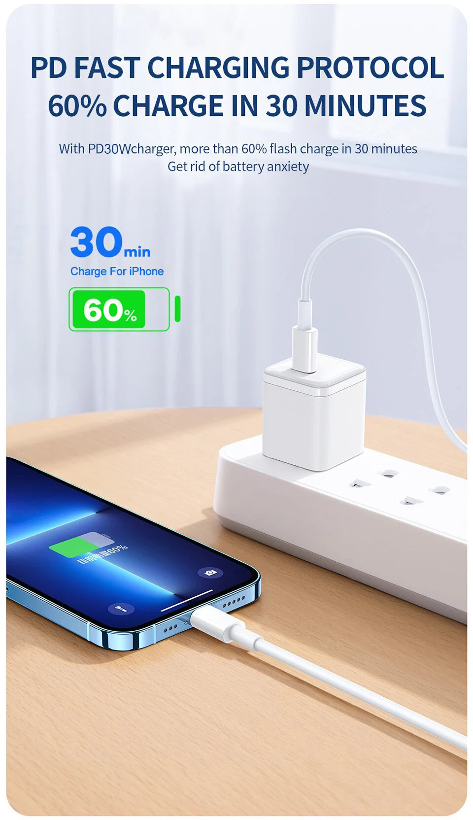PD 30W Fast Charging For iPhone Charger USB For iPhone Cable 14 13 12 11 Pro Max Mini 8 Plus X XR XS USB Phone Charge Data Cable